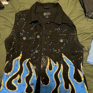 Jean sleeveless jacket